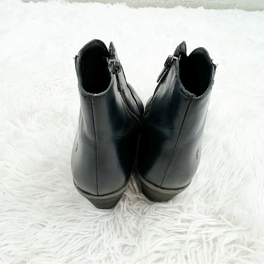 Frye Jennifer Almond Toe Zipper Leather Ankle Boots - Picture 6 of 10